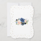 ピンクブルーフローラ金ゴールドグリッター紙吹雪ベビーシャワー 招待状 (裏面)