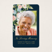 ピンクブルーフローラ金ゴールドスクリプトフォト祈りの言葉カード (正面)