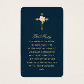 ピンクブルーフローラ金ゴールドスクリプトフォト祈りの言葉カード (裏面)