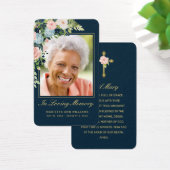 ピンクブルーフローラ金ゴールドスクリプトフォト祈りの言葉カード (デスク)