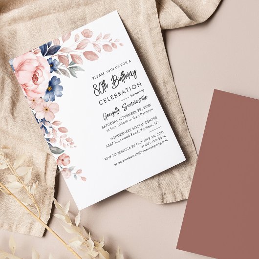 ピンクブルーフローラ80th Birthday Partyへの招待