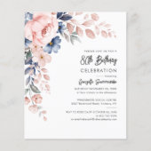 ピンクブルーフローラ80th Birthday Partyへの招待 (正面)