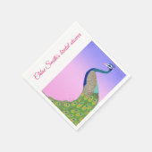 ピンクブルーブライダルシャワーピーコックテーマ スタンダードカクテルナプキン (角)