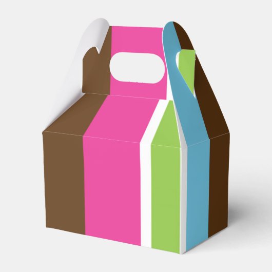 ピンクブルーブラウングリーンモダンバースデーパーティーのお気に入り フェイバーボックス (正面サイド)