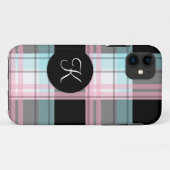 ピンクブルーブラックプレイドモノグラムiPhone 5ケース Case-Mate iPhoneケース (裏面(横))
