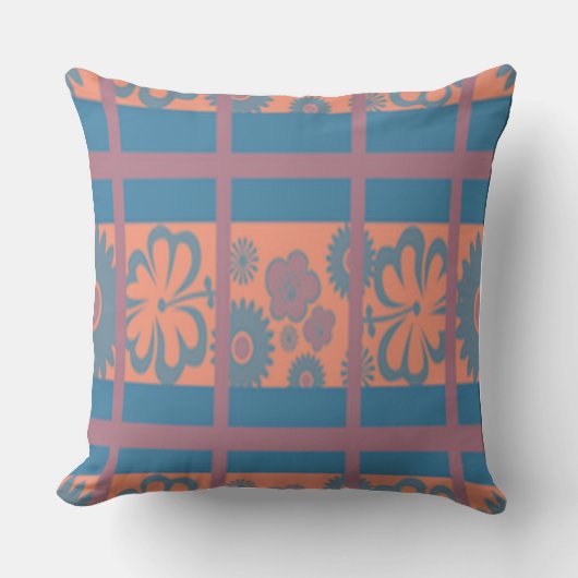 ピンクブループレイド装飾用クッション クッション (正面)