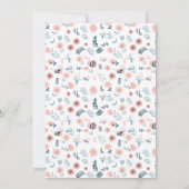 ピンクブルーベア顔ガールバーリーウェイベビーシャワー 招待状 (裏面)