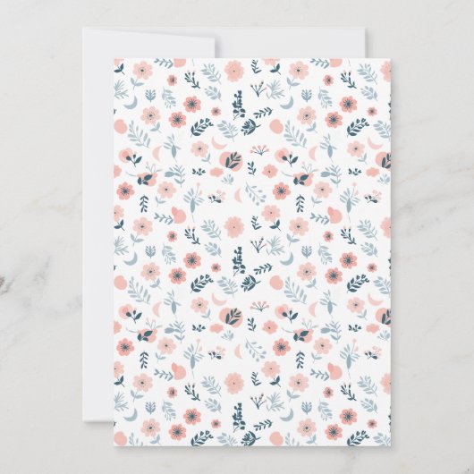 ピンクブルーベア顔ガールバーリーウェイベビーシャワー 招待状 (裏面)