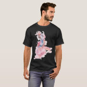 ピンクブルーベタ水彩効果 Tシャツ (正面フル)