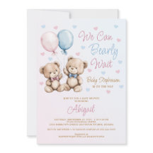 ピンクブルーベビーシャワーおめでとう We Can Bearly Wait