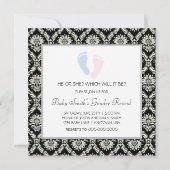 ピンクブルーベビー足性別の表示 招待状 (裏面)