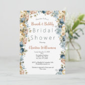 ピンクブルーホワイトフローラブランチバブリーブライダルシャワー 招待状 (スタンド正面)