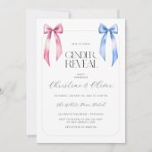 ピンクブルーボウジェンダーの表示パーティー 招待状 (正面)