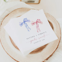 ピンクブルーボウジェンダーリビール紙ナプキンズコケット