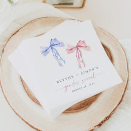 ピンクブルーボウジェンダーリビール紙ナプキンズコケット スタンダードカクテルナプキン