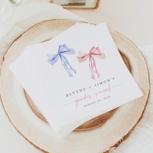 ピンクブルーボウジェンダーリビール紙ナプキンズコケット スタンダードカクテルナプキン