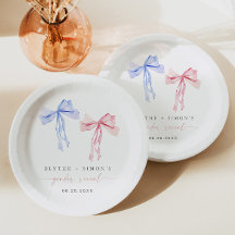 ピンクブルーボウジェンダーリビール紙プレートコケット