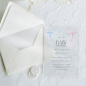 ピンクブルーボウ男女兼用ベビーシャワー アクリル招待状