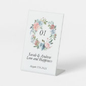 ピンクブルーボーホグリーンリー結婚リースのテーブル 台座サイン (正面)