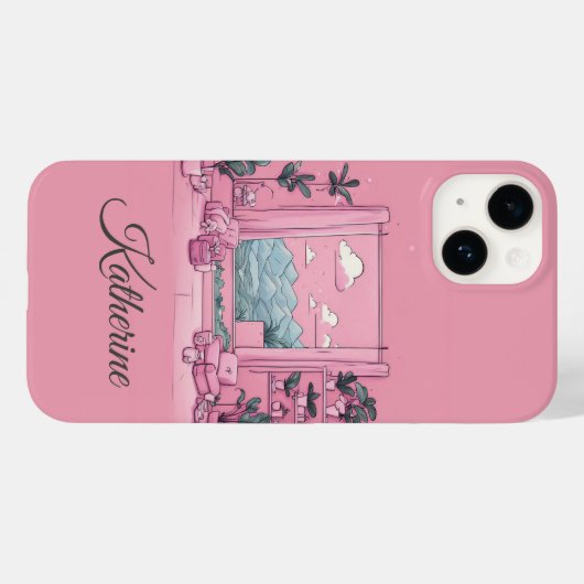 ピンクブルーマウンテンビューボスレディーガールフレンド Case-Mate iPhoneケース (裏面 (横))