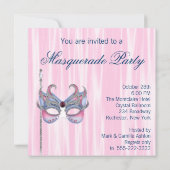 ピンクブルーマスカレードパーティー 招待状 (裏面)
