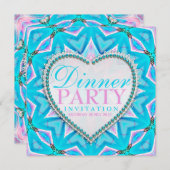 ピンクブルーマンダラボヘミアンディナーパーティの招待状 招待状 (正面/裏面)