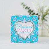 ピンクブルーマンダラボヘミアンディナーパーティの招待状 招待状 (スタンド正面)