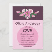 ピンクブルーミングリリースウィートハート誕生日招待状 招待状 (正面)