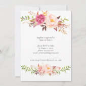 ピンクブルーミング赤面フローラブライダルシャワー2 招待状 (裏面)