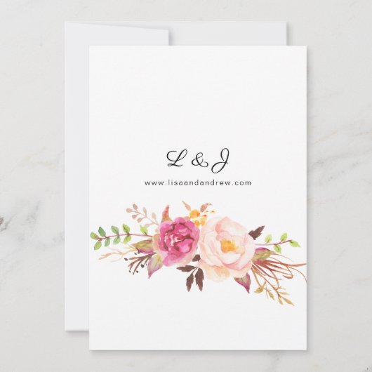 ピンクブルーミング赤面2フローラ結婚式招待状 招待状 (裏面)