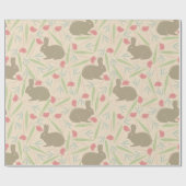 ピンクブルーミント春フローライースターバニーパターン ラッピングペーパー (フラット)
