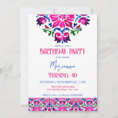 ピンクブルーメキシカンタイル誕生日パーティーテンプレート 招待状 (正面)