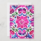 ピンクブルーメキシカンタイル誕生日パーティーテンプレート 招待状 (裏面)