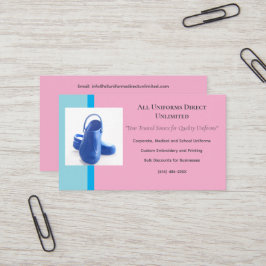 ピンクブルーメディカルクロッグユニフォーム 名刺