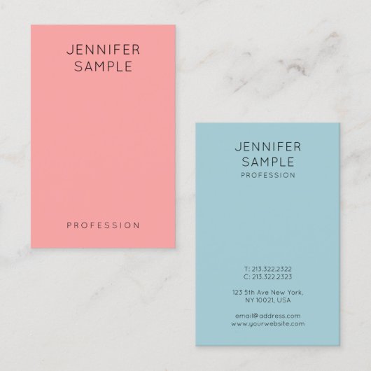 ピンクブルーモダンシンプルエレガントテンプレート 名刺 (正面/裏面)