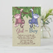 ピンクブルーモンキージェンダーリビールパーティの招待状 招待状 (スタンド正面)