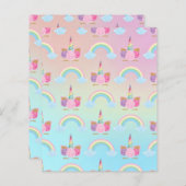 ピンクブルーユニコーンクラウドパターンスクラップブック紙 (正面/裏面)