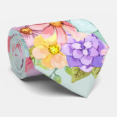 ピンクブルーライトグリーン結婚フローラのネックタイ ネクタイ (ロール)