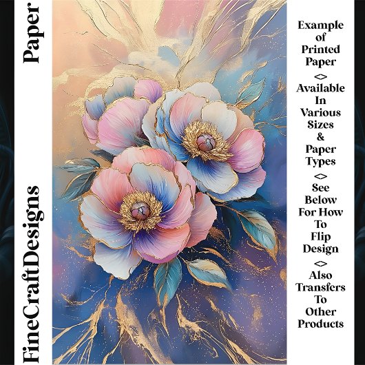 ピンクブルーラベンダー&金ゴールド牡丹CT4クラフト紙