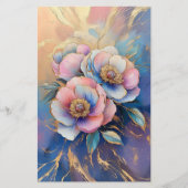 ピンクブルーラベンダー&金ゴールド牡丹CT4クラフト紙 (正面)