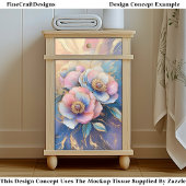 ピンクブルーラベンダー&金ゴールド牡丹CT4デコページ 薄葉紙