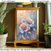 ピンクブルーラベンダー&金ゴールド牡丹CT4デコページ 薄葉紙