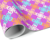 ピンクブルーレッドフローラ抽象芸術パターン ラッピングペーパー (ロールコーナー)