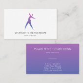 ピンクブルーロゴシルエットダンススクールアカデミー 名刺 (正面/裏面)