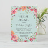 ピンクブルーヴィンテージフラワーブライダルシャワー招待 招待状 (スタンド正面)