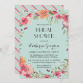ピンクブルーヴィンテージフラワーブライダルシャワー招待 招待状 (正面/裏面)