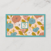 ピンクブルーヴィンテージ抽象芸術ワイルドフラワーフローラリーフ 名刺 (正面)