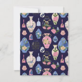 ピンクブルーヴィンテージ花瓶個人文房具 ノートカード (裏面)