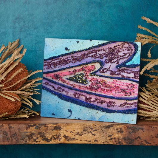 ピンクブルー信仰グリッターハートアートプリントプラーク フォトプラーク (側面)