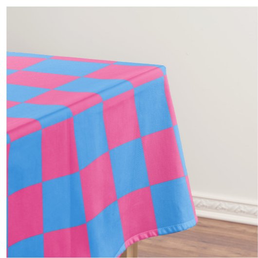 ピンクブルー市松模様にチェックパターン テーブルクロス